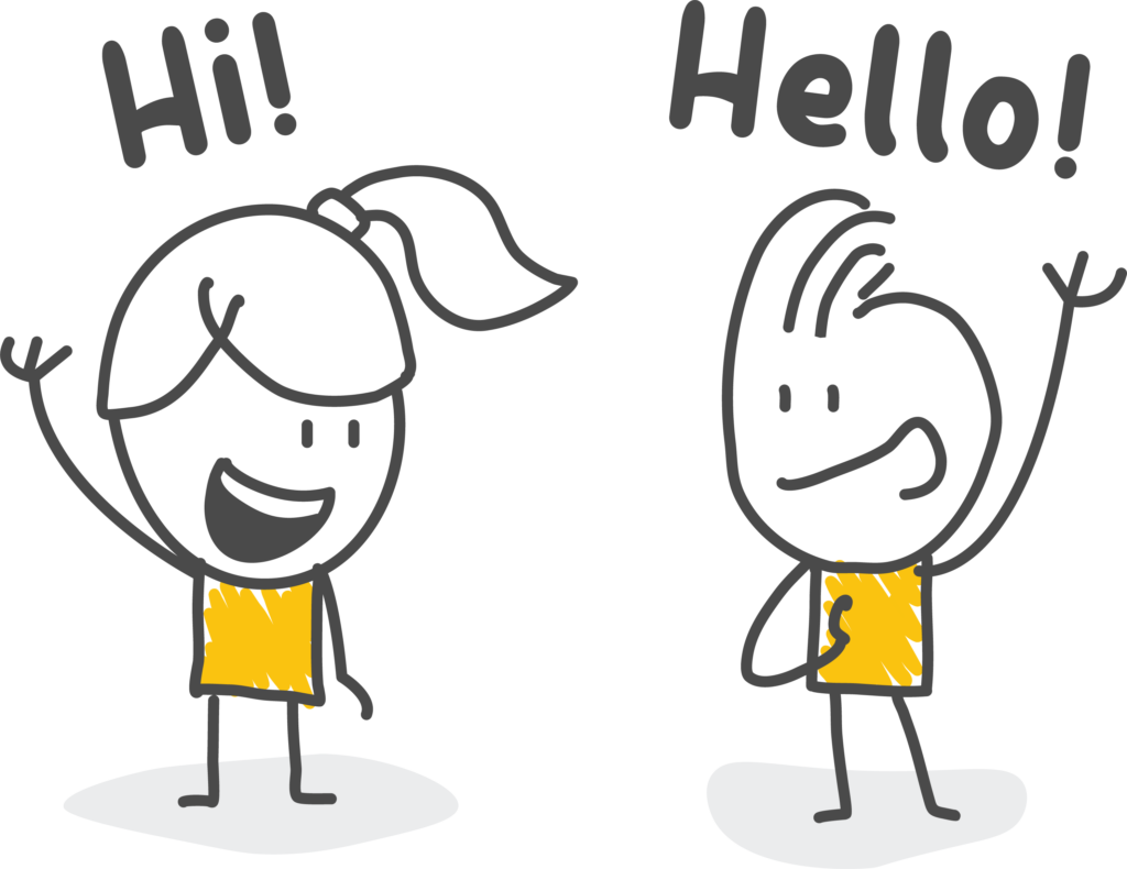 Two people saying hello - cartoon